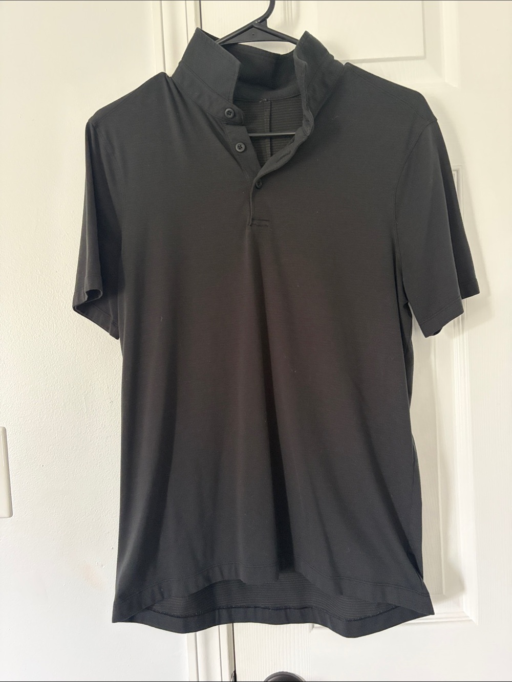 lululemon athletica Black Evolution Short-Sleeve Polo-with Buttoned Stand Collar